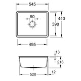 Evier sous-plan céramique blanc mat Villeroy & Boch SUBWAY 60