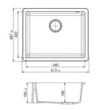 Évier timbre d´office sous-plan Kümbad SWAN granit noir 1 bac