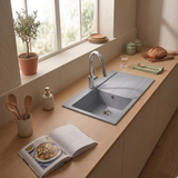 Évier granit gris Luisina TAM TAM 1 grand bac 1 égouttoir