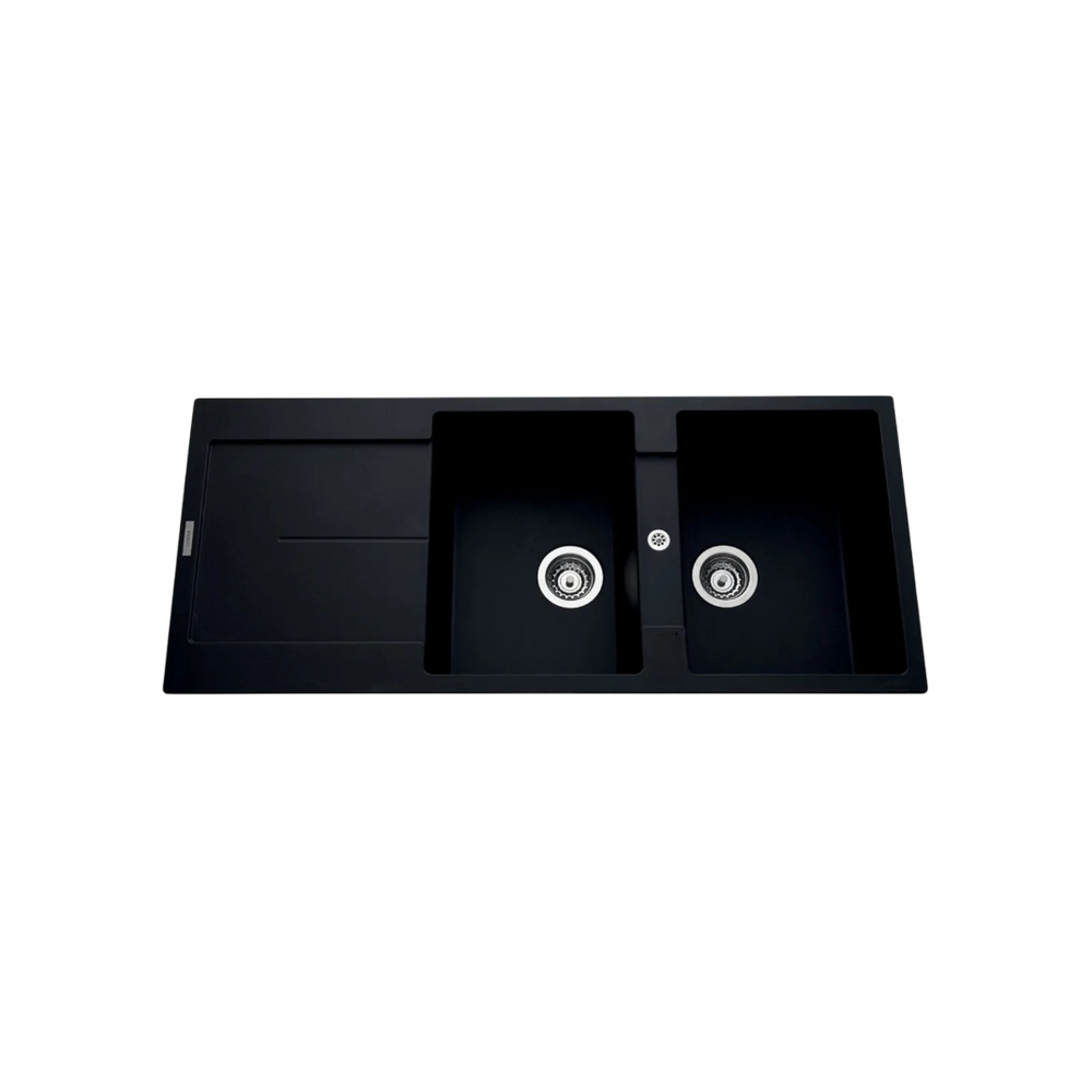 Évier granit noir Luisina TAM TAM 2 bacs 1 égouttoir