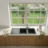 Évier granit noir Luisina TAM TAM 2 bacs 1 égouttoir