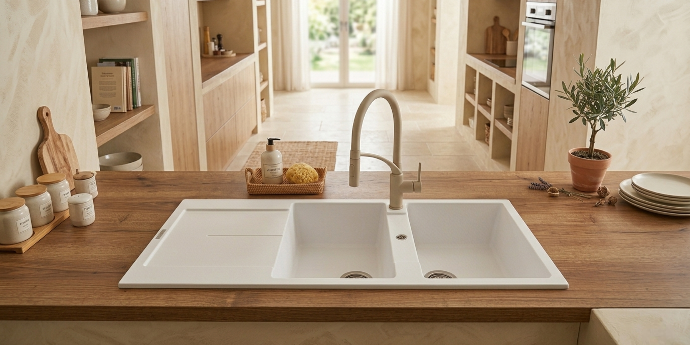 Evier céramique blanc Villeroy & Boch SUBWAY PURE 1 bac et demi égouttoir droite, un design minimaliste et très prestigieux.