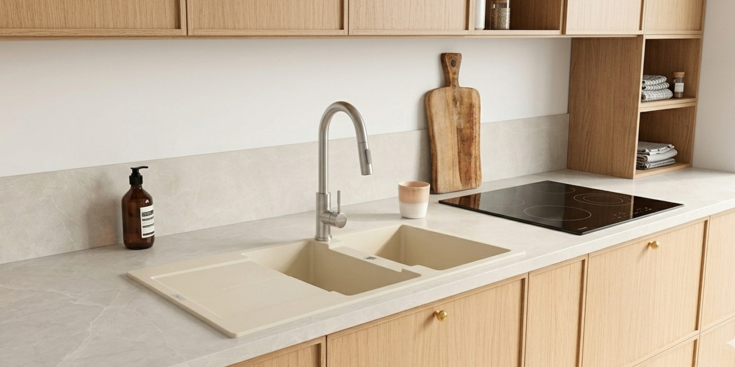 Robinet douchette Luisina inox massif MARCEAU, une robinetterie robuste garantie sans plomb au design épuré et intemporel.