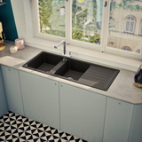 Évier granit noir Schock TOLEDO 2 bacs 1 égouttoir