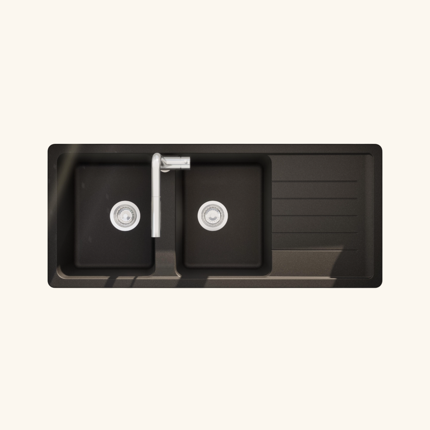Évier granit noir Schock TOLEDO 2 bacs 1 égouttoir