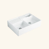 Evier timbre d´office céramique blanc Villeroy & Boch TRADITION 2 bacs 1/2