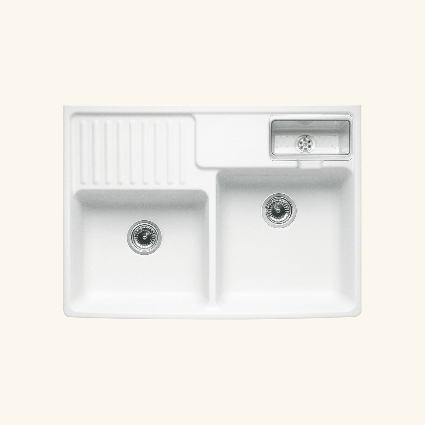 Evier timbre d´office céramique blanc Villeroy & Boch TRADITION 2 bacs 1/2