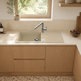 Evier granit beige Helika TESIS 1 grand bac - 1 égouttoir