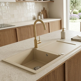 Evier granit beige Helika TESIS 1 grand bac - 1 égouttoir