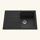 Évier résine noir moucheté TUNIA 1 bac 1 égouttoir