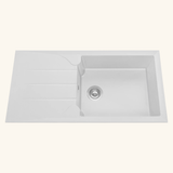 Évier résine blanc TUNIA 1 grand bac 1 égouttoir
