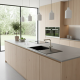 Évier résine noir moucheté TUNIA 1 grand bac 1 égouttoir