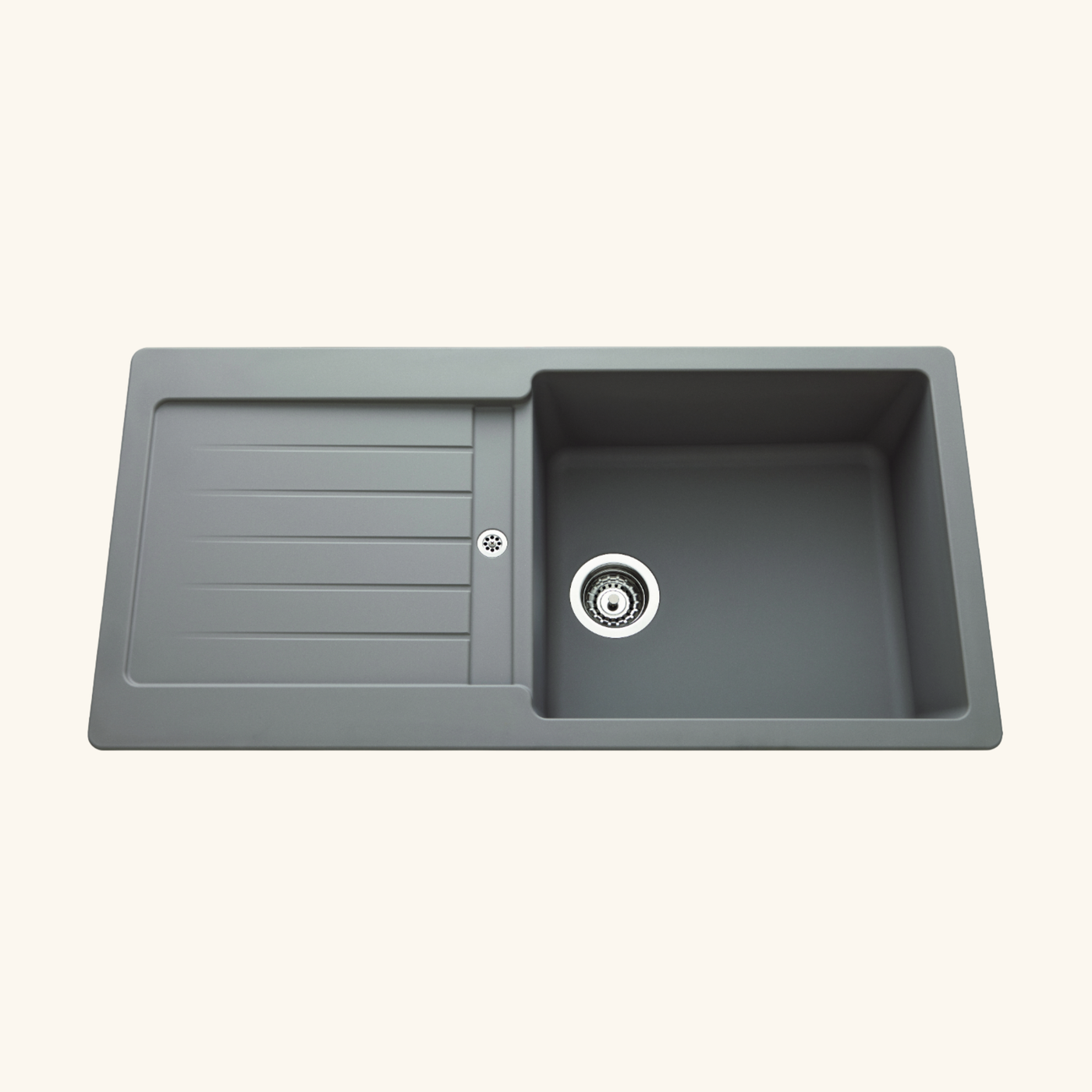 Évier granit gris béton Schock TYPOS 1 grand bac 1 égouttoir