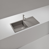 Évier granit gris Schock TYPOS 1 grand bac 1 égouttoir