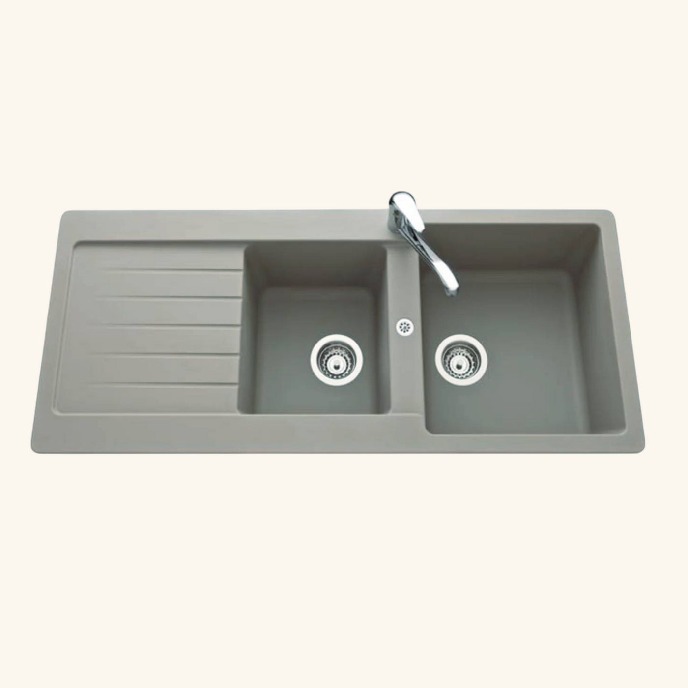 Évier granit gris béton Schock LEDIS 2 bacs - 1 égouttoir