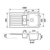 Évier granit noir profond Schock LEDIS 1 bac et demi - 1 égouttoir