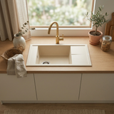 Evier granit beige Luisina MAESTOSO 1 grand bac 1 petit égouttoir 78x50
