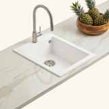 Évier granit blanc Luisina QUADRILLE 1 bac 410x500