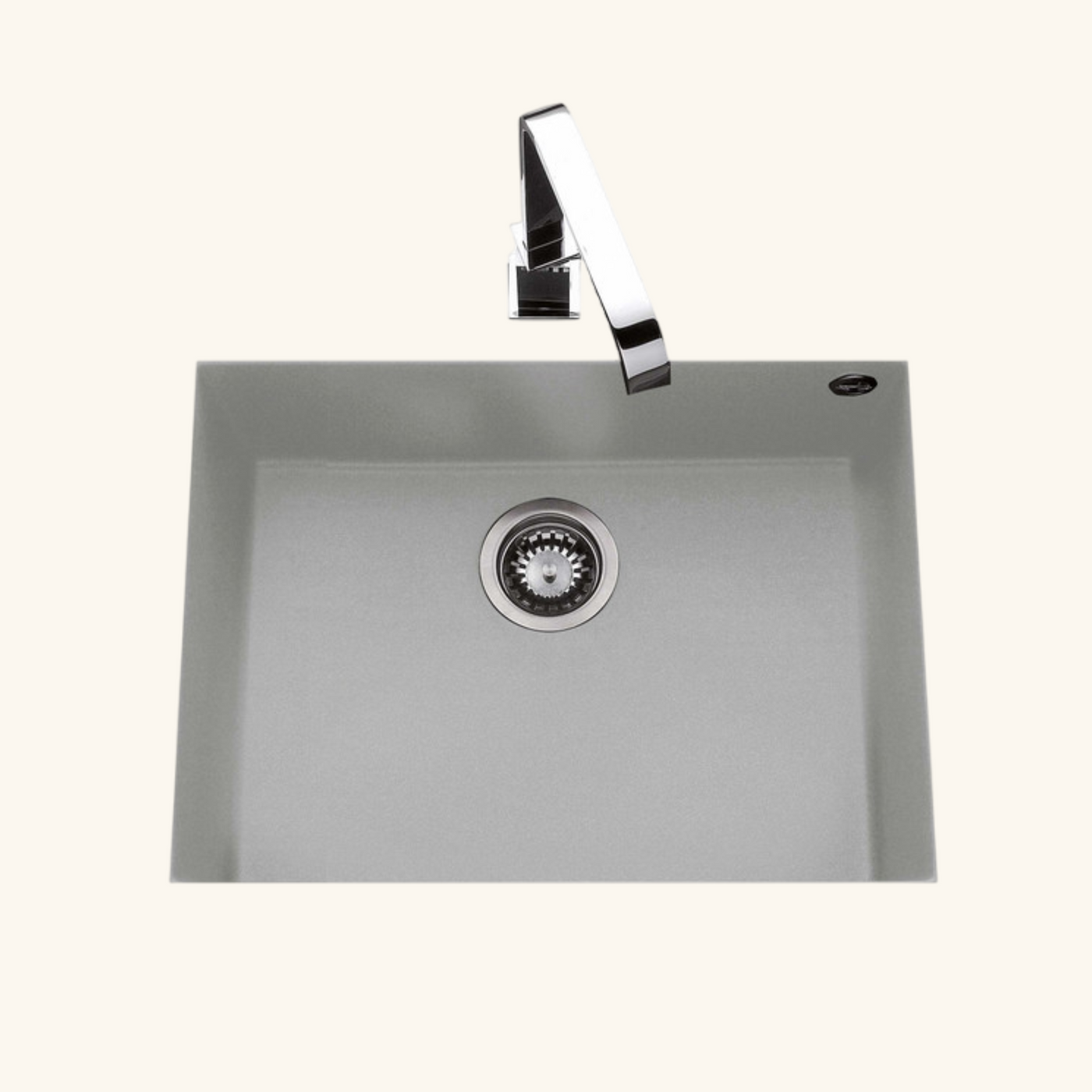 Évier sous-plan granit gris métal Luisina QUADRILLE 1 bac 580x440