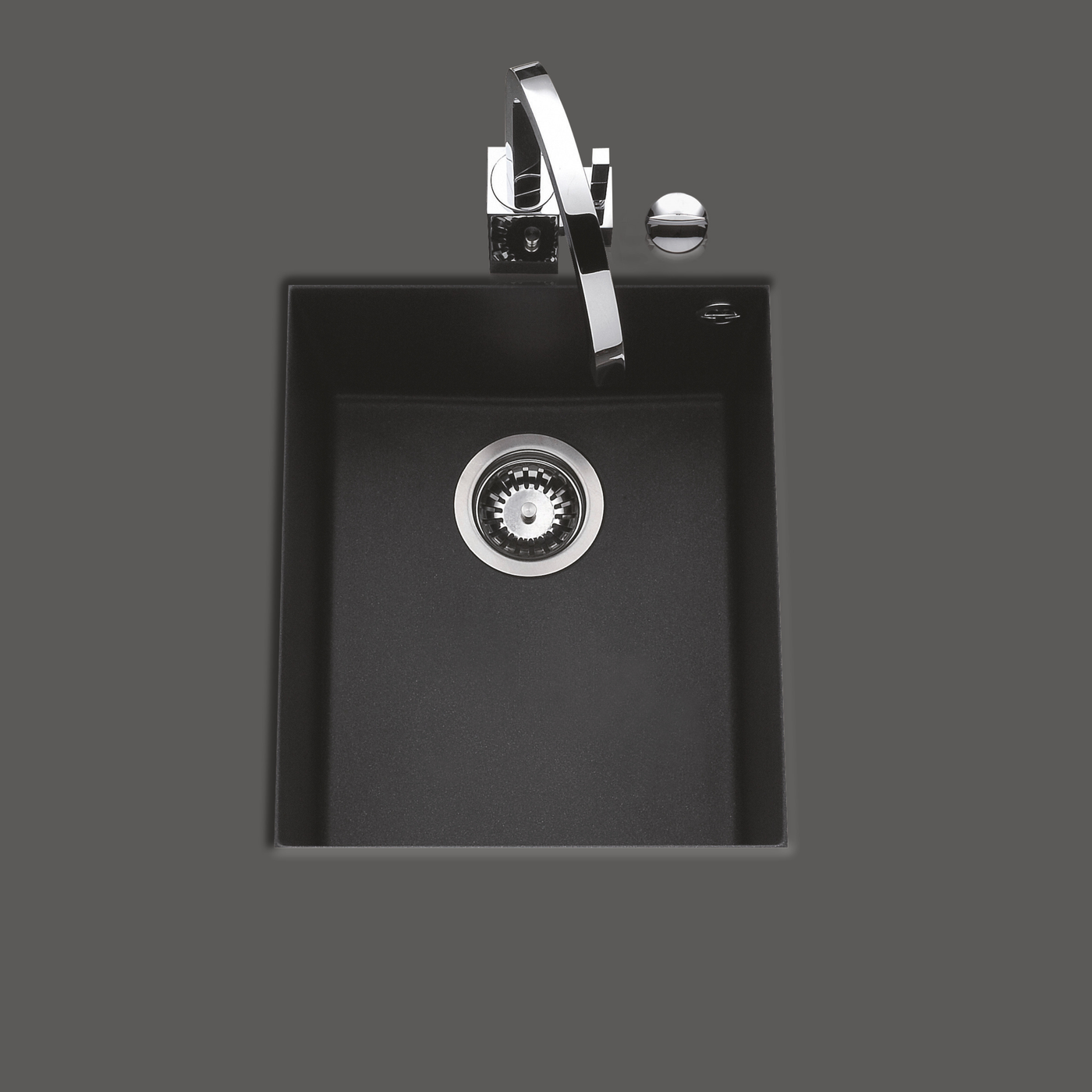 Évier sous-plan granit full black Luisina QUADRILLE 1 bac 410x500