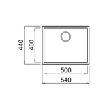 Évier sous-plan granit full black Luisina QUADRILLE 1 bac 540x440