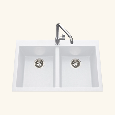Évier granit blanc Luisina QUADRILLE 2 bacs