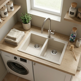 Évier granit beige Luisina QUADRILLE 2 bacs