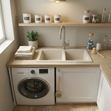 Évier granit beige Luisina QUADRILLE 2 bacs