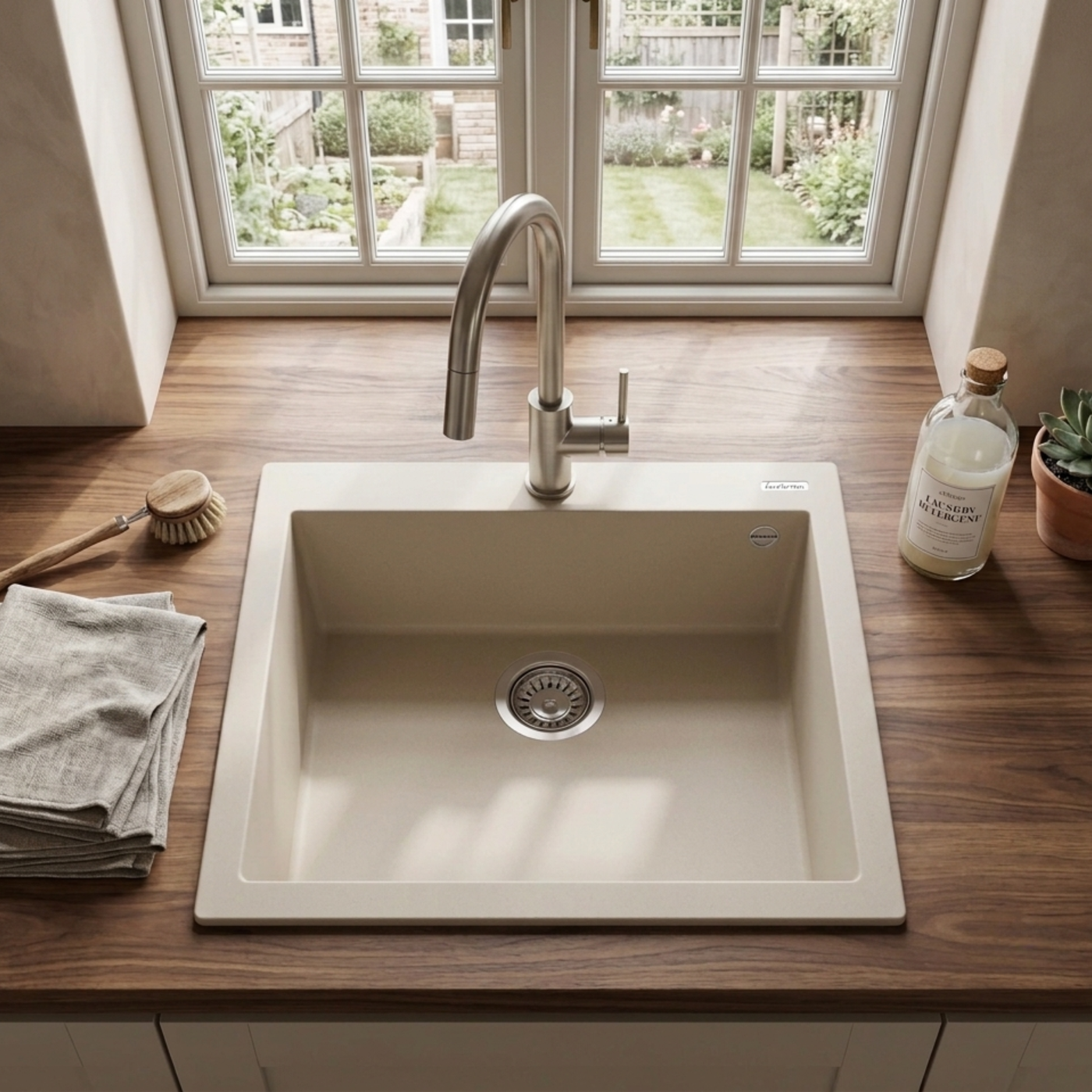 Évier granit beige Luisina QUADRILLE 1 bac 570x500