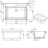 Évier bac à laver céramique blanc Sanindusa UTILITY 660x501