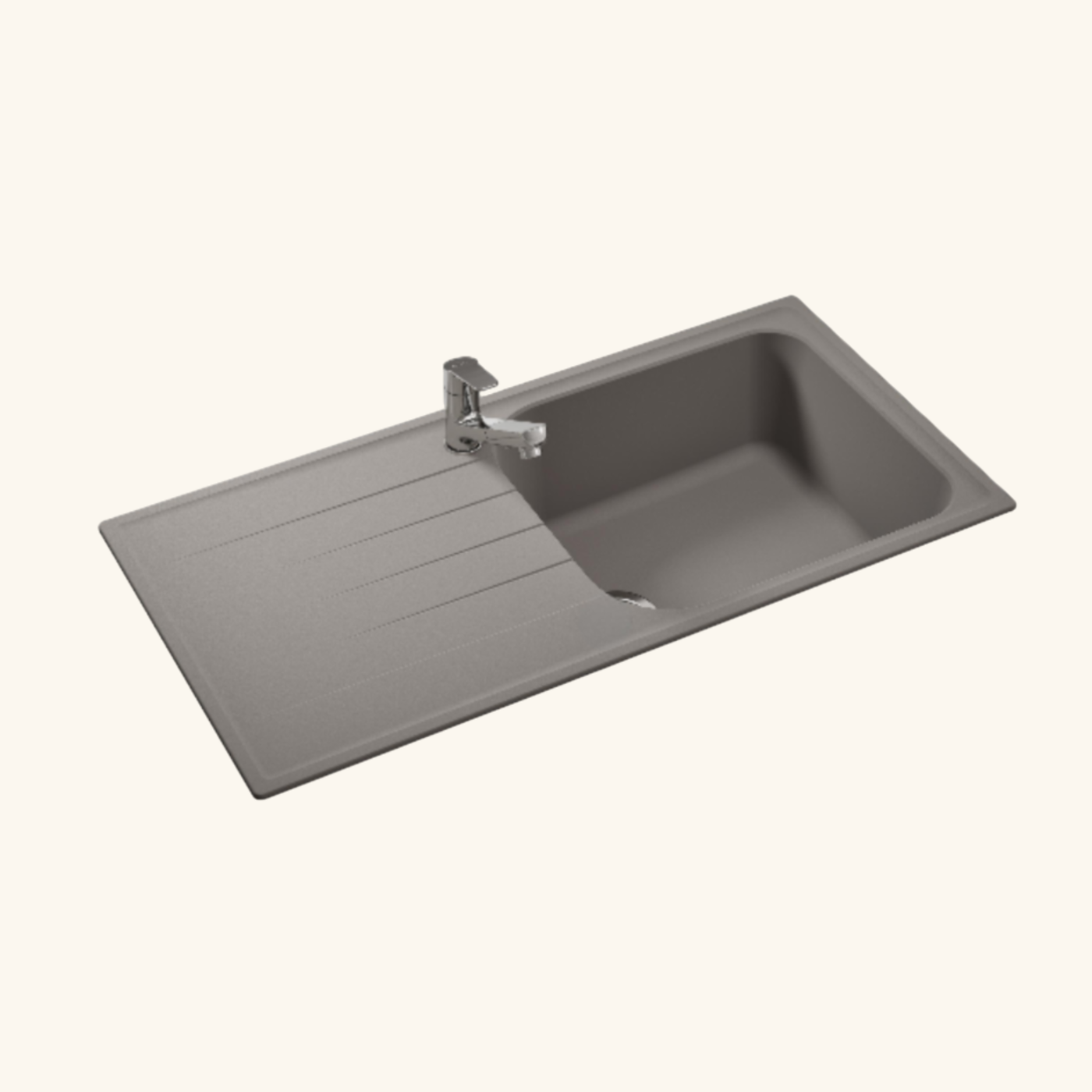 Évier granit gris béton Schock VIOLA 1 grand bac 1 égouttoir