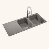 Évier granit gris béton Schock VIOLA 2 bacs 1 égouttoir