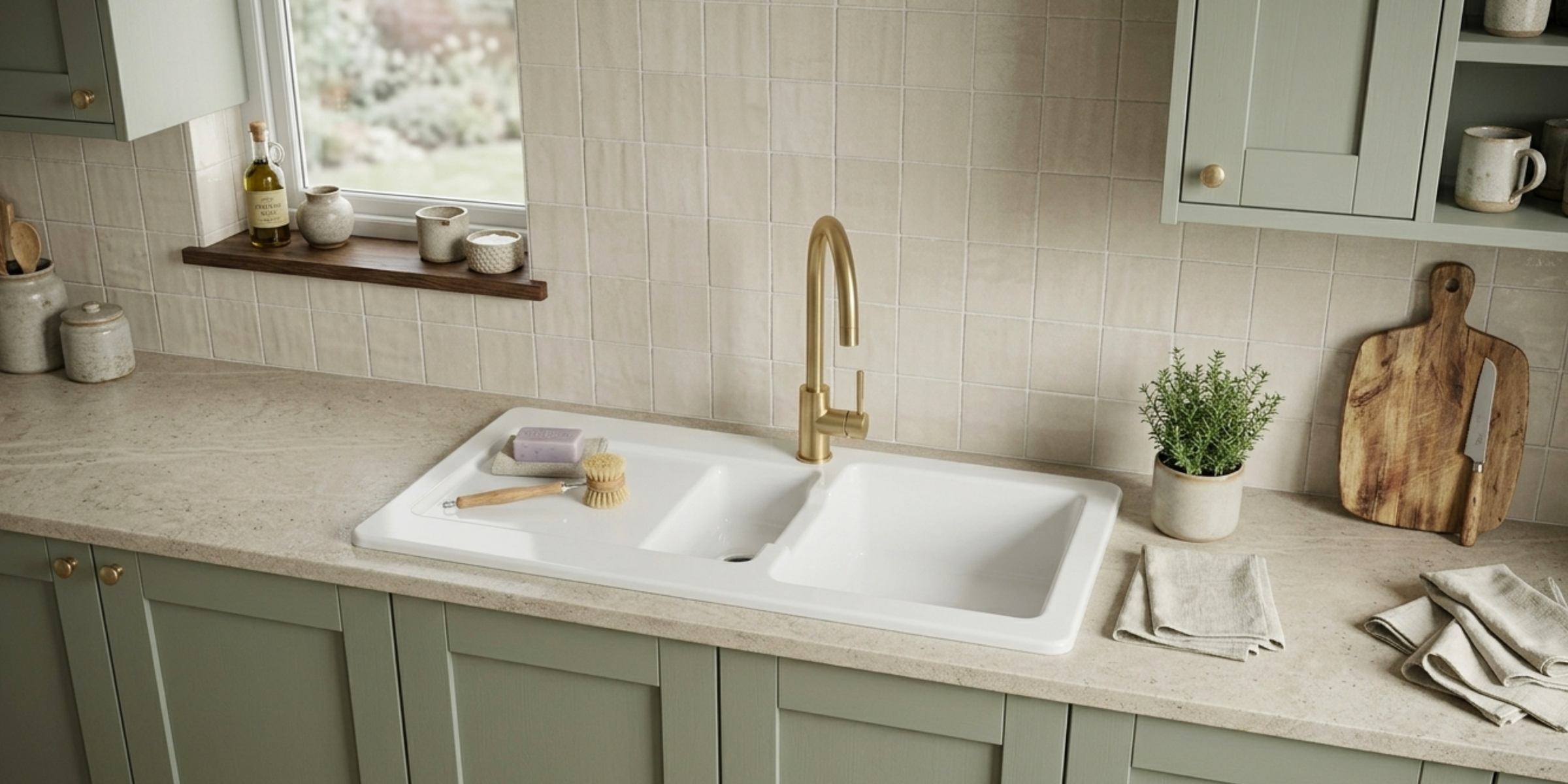 Évier céramique blanc VitrA ARKITEKT 1 bac et demi - 1 égouttoir, élégance classique et surface émaillée inaltérable.