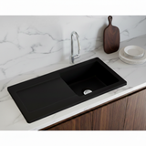 Évier céramique noir mat VitrA ARKITEKT 1 grand bac 1 égouttoir