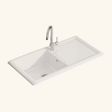 Évier céramique blanc brillant Vitra ARKITEKT 1 très grand bac 1 égouttoir