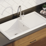Évier céramique blanc brillant Vitra ARKITEKT 1 très grand bac 1 égouttoir