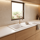 Évier céramique blanc brillant VitrA ARKITEKT 1 très grand bac 1 égouttoir