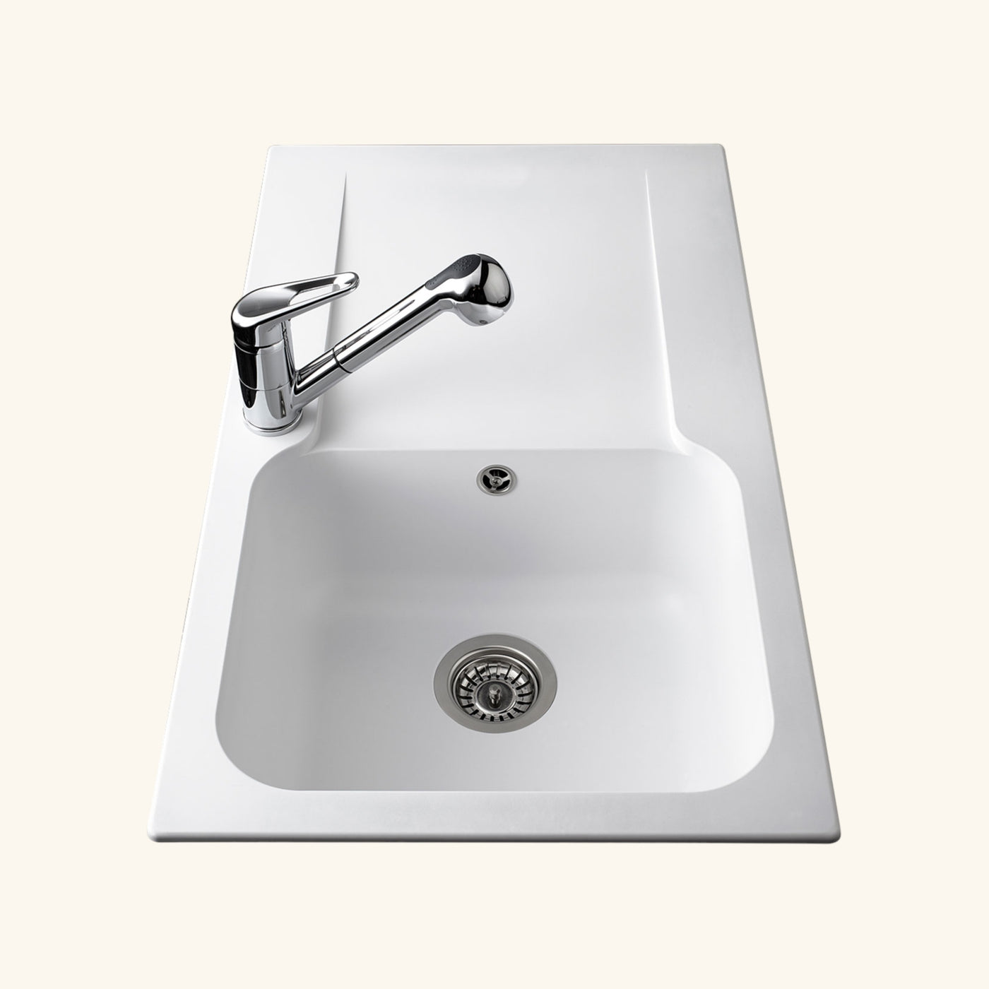 Évier résine blanc Ewi ZIGGY 1 bac 1 égouttoir