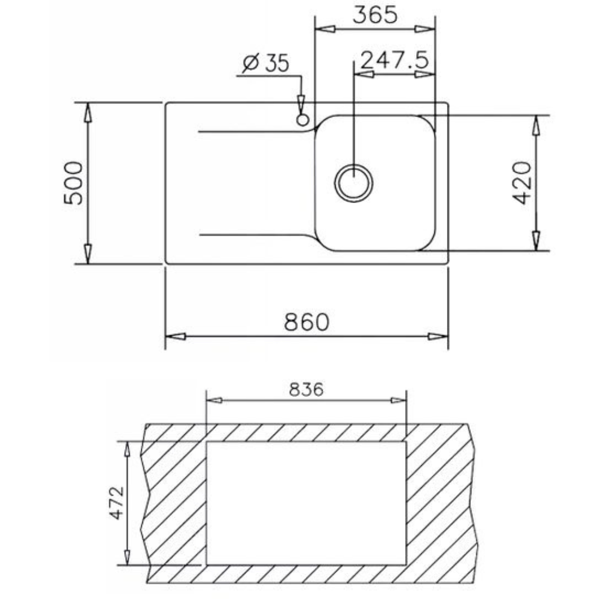Évier résine blanc Ewi ZIGGY 1 bac 1 égouttoir