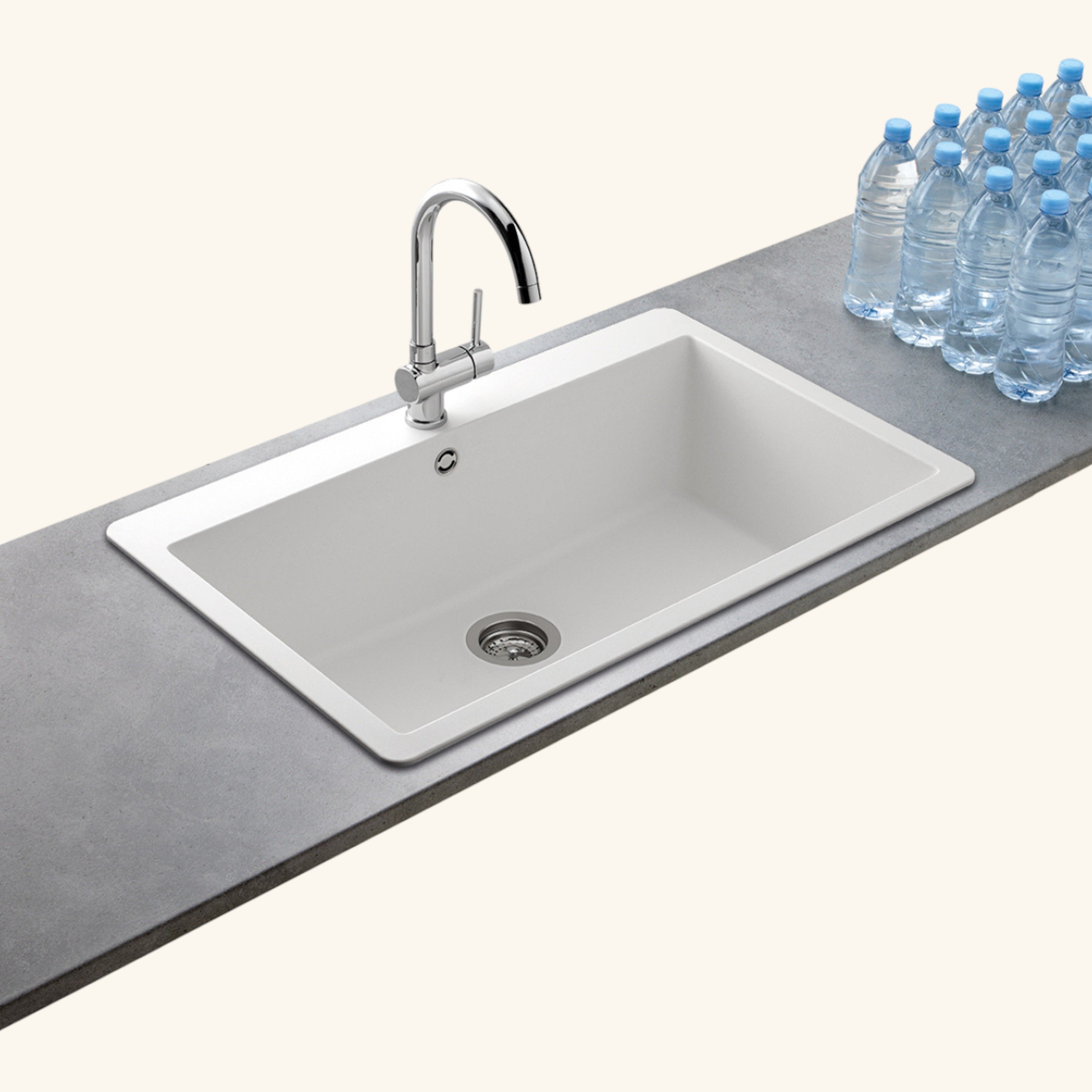 Évier granit blanc Schock ZINA 1 grand bac 838x530 • Cuisissimo