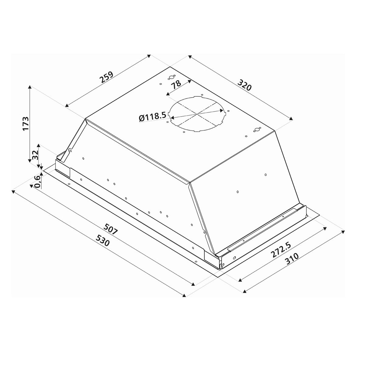 Hotte cuisine Silverline encastrable ALPHA noir 60 cm