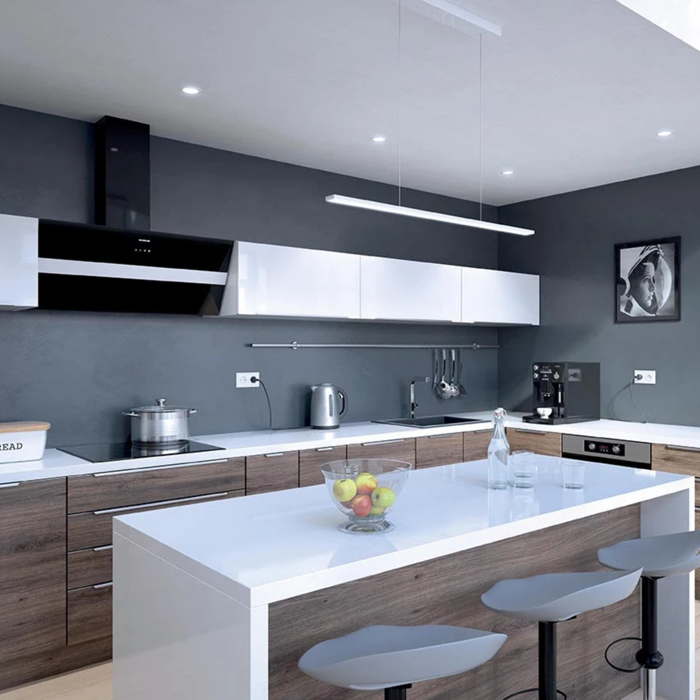 Hotte cuisine verticale Silverline ART verre noir 90 cm