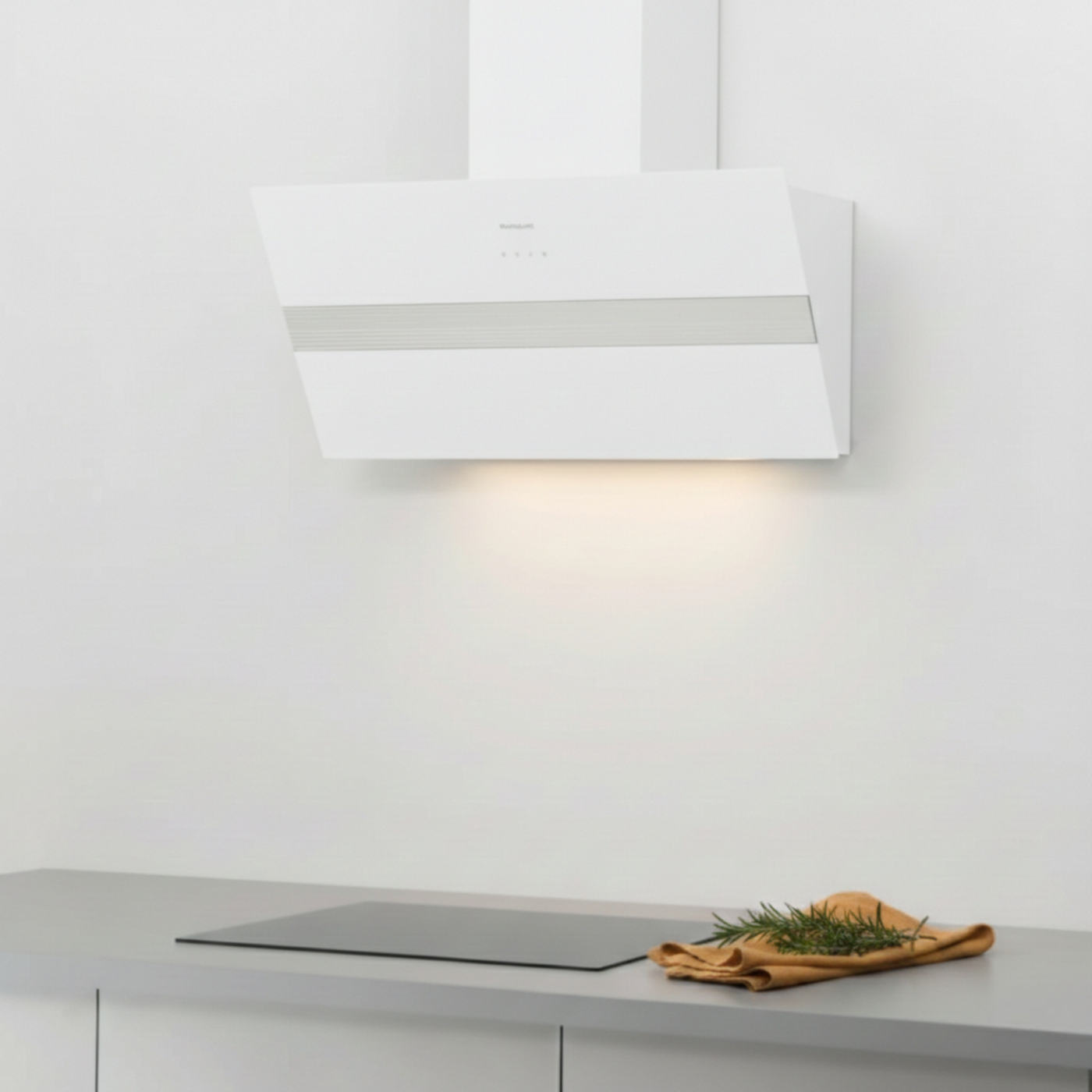 Hotte cuisine verticale Silverline ART verre blanc 90 cm