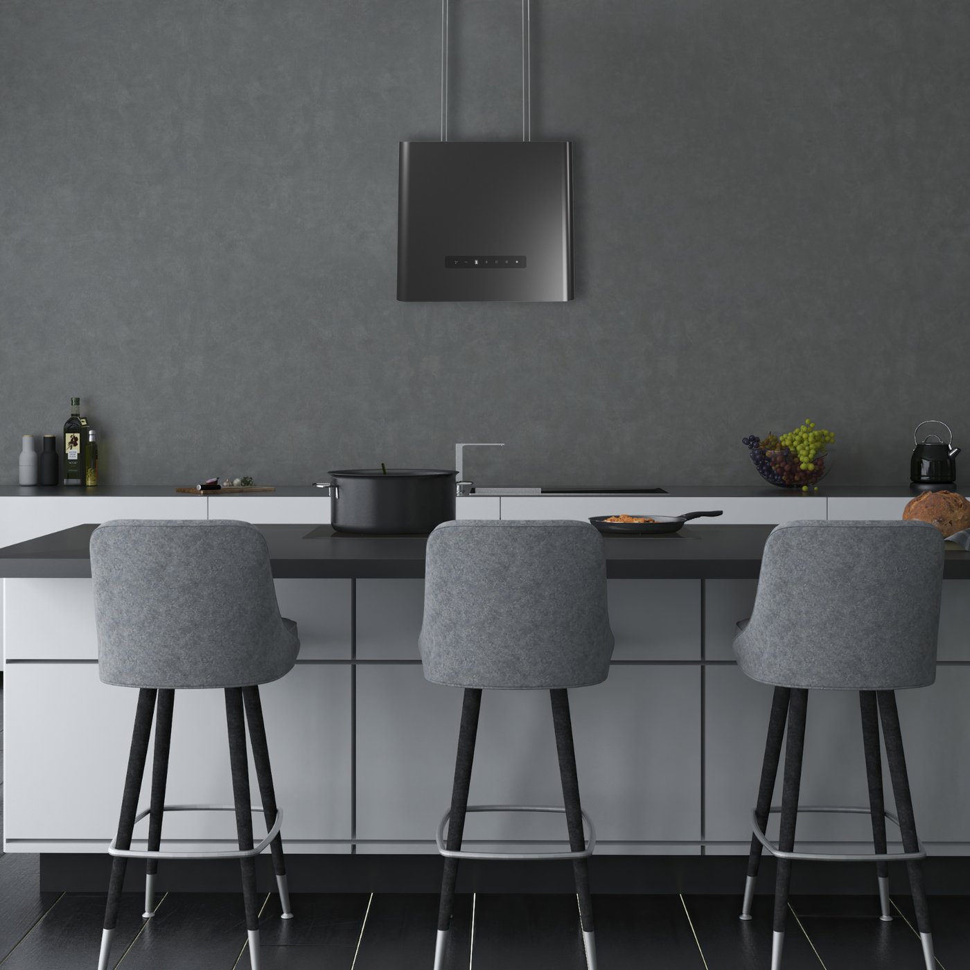 Hotte cuisine Silverline suspendue BRAGA noir 40 cm