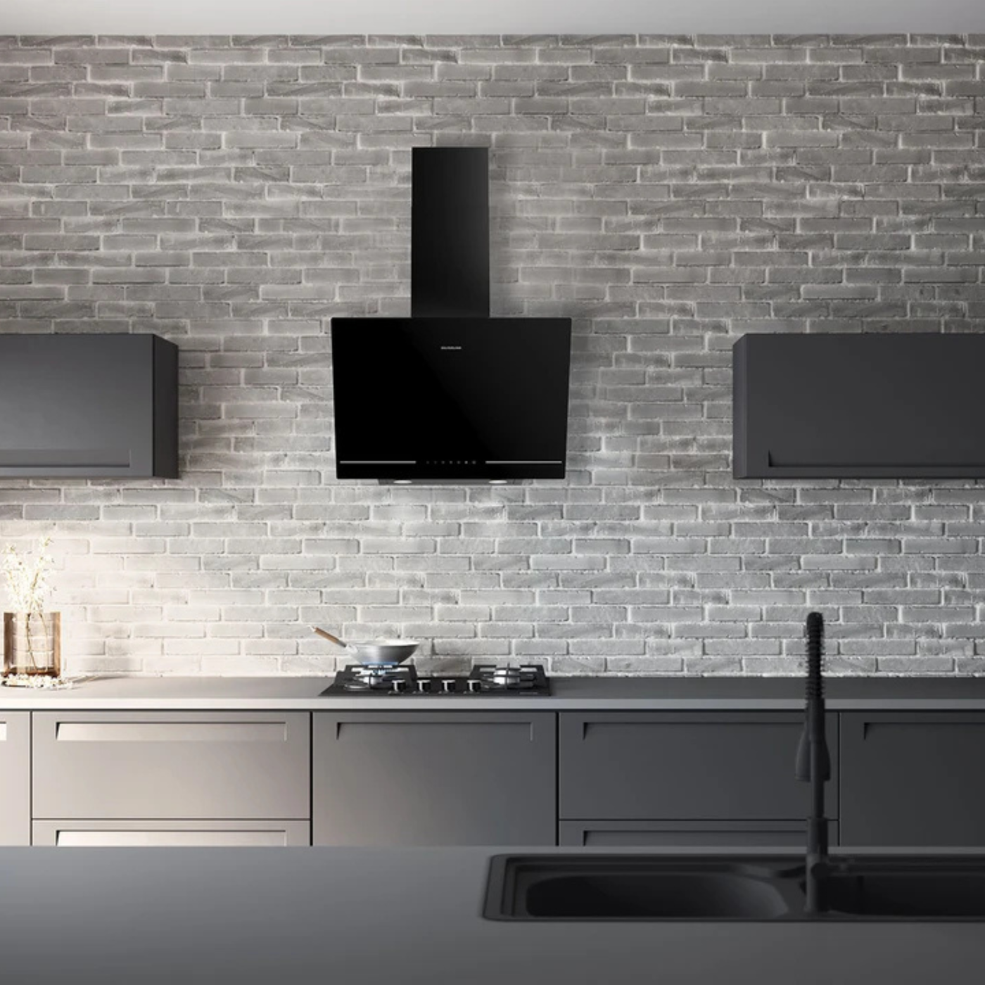 Hotte cuisine murale Silverline EVORA noire connectée 90 cm