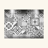 Crédence cuisine fond de hotte aluminium carreaux de ciment Pippa - Gris l 90 x H 70 cm