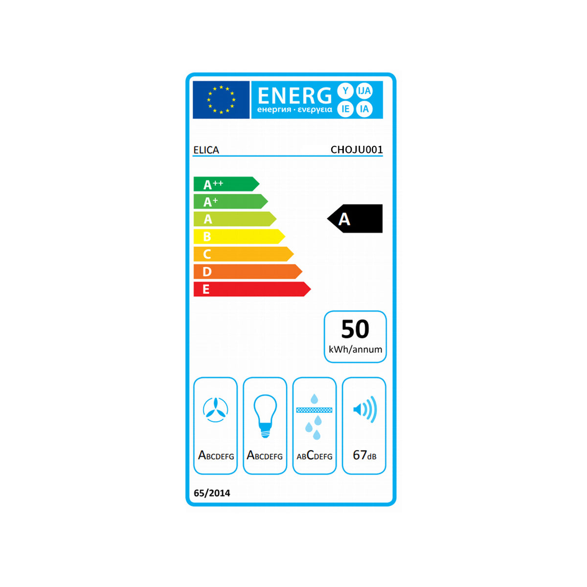 Hotte cuisine Elica suspendue acier inox JUNO 50 cm - Nouvelle version