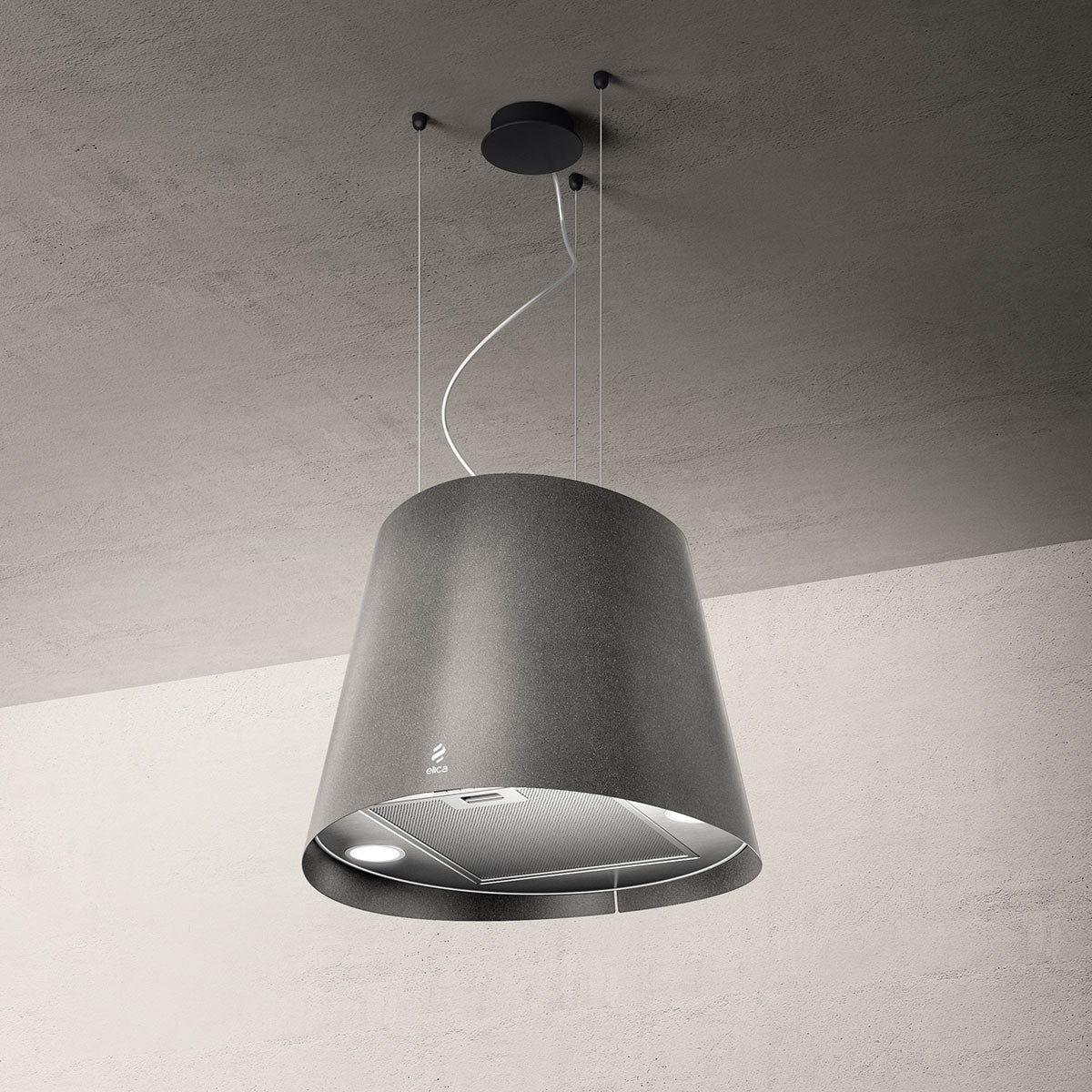 Hotte cuisine Elica suspendue recyclage JUNO URBAN effet fonte 50 cm