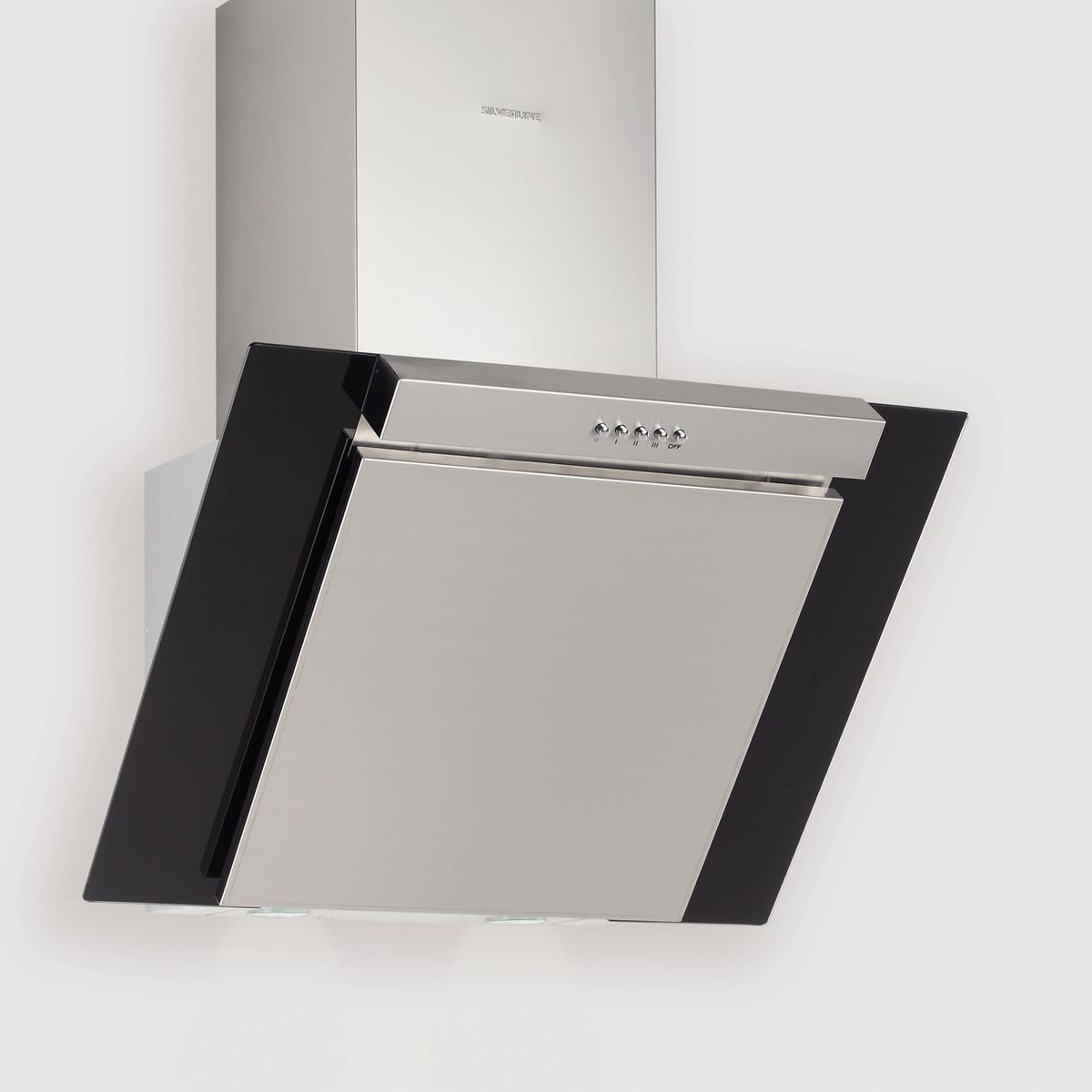 Hotte cuisine murale Silverline KIM inox et verre noir 60 cm