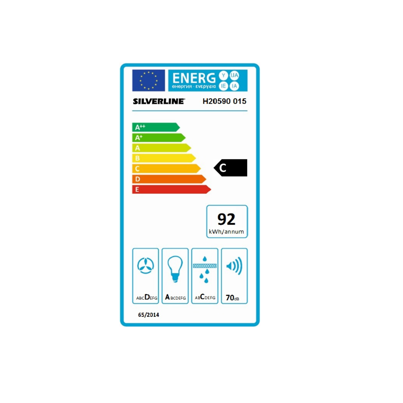 Hotte cuisine murale Silverline KIM inox et verre noir 90 cm